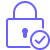 Secure lock icon with check mark.